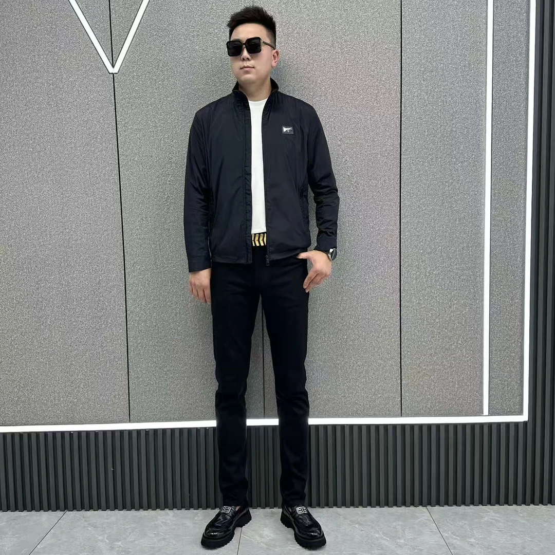 富玺欧货男装2025早秋新款轻奢时尚男士休闲立领夹克25615