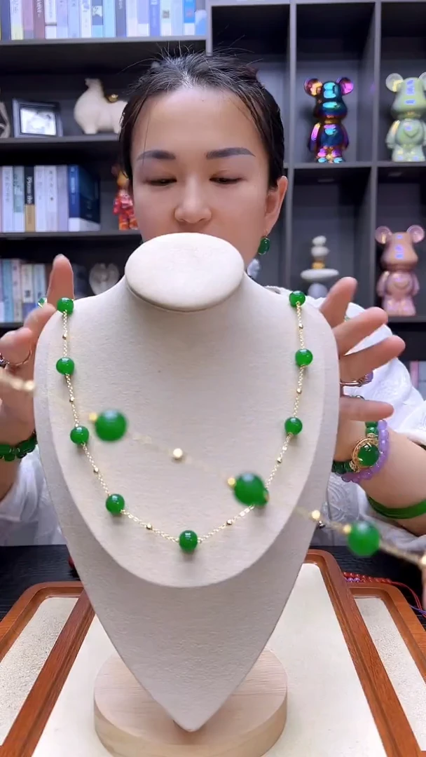 翡翠14K金镶嵌颈饰丹丹diy劲饰