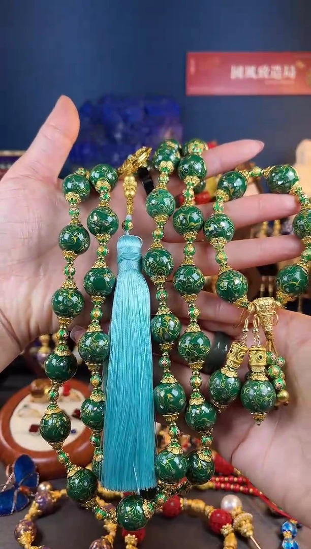 【闪购商品】绿色福建大漆项链+手串+耳钩