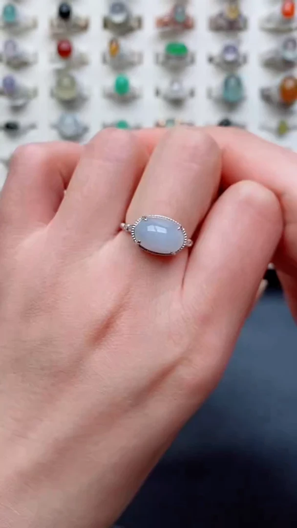 银S925镶嵌戒指翡翠...