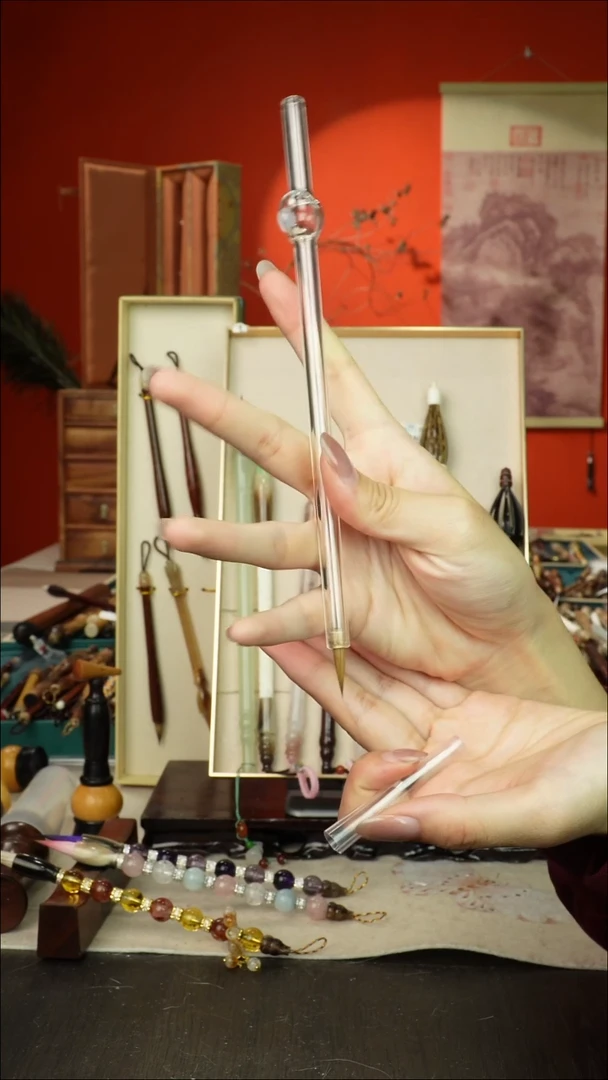 107号闪孤品高货毛笔链接 清水试笔 蘸墨不退