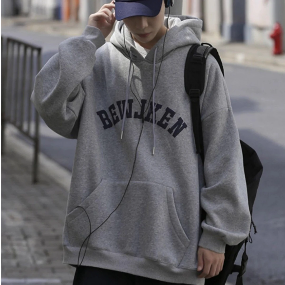 卫衣男美式复古重磅加绒连帽卫衣秋冬季oversize潮牌宽松情侣外套