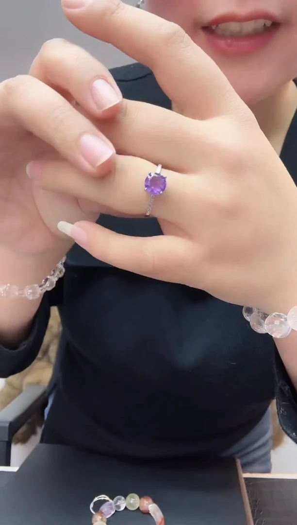 未镶嵌戒指水晶紫水晶戒指81