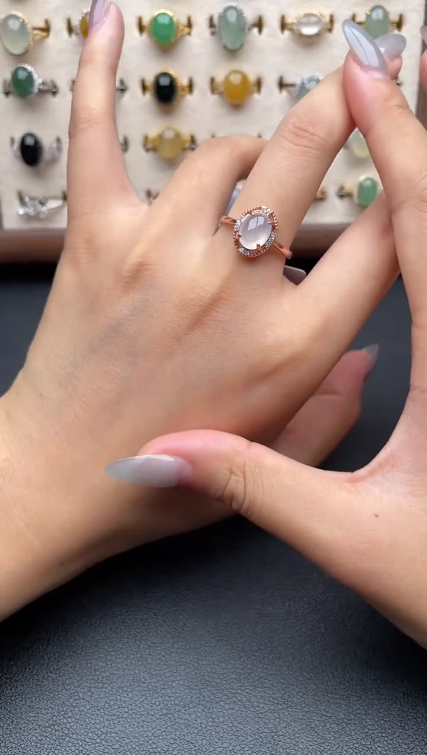 翡翠戒指银S925镶嵌一物一证一礼盒