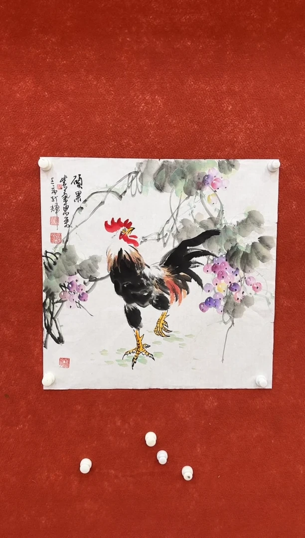 国画9.16-珍品-颜新辉-四尺斗方鸡-048
