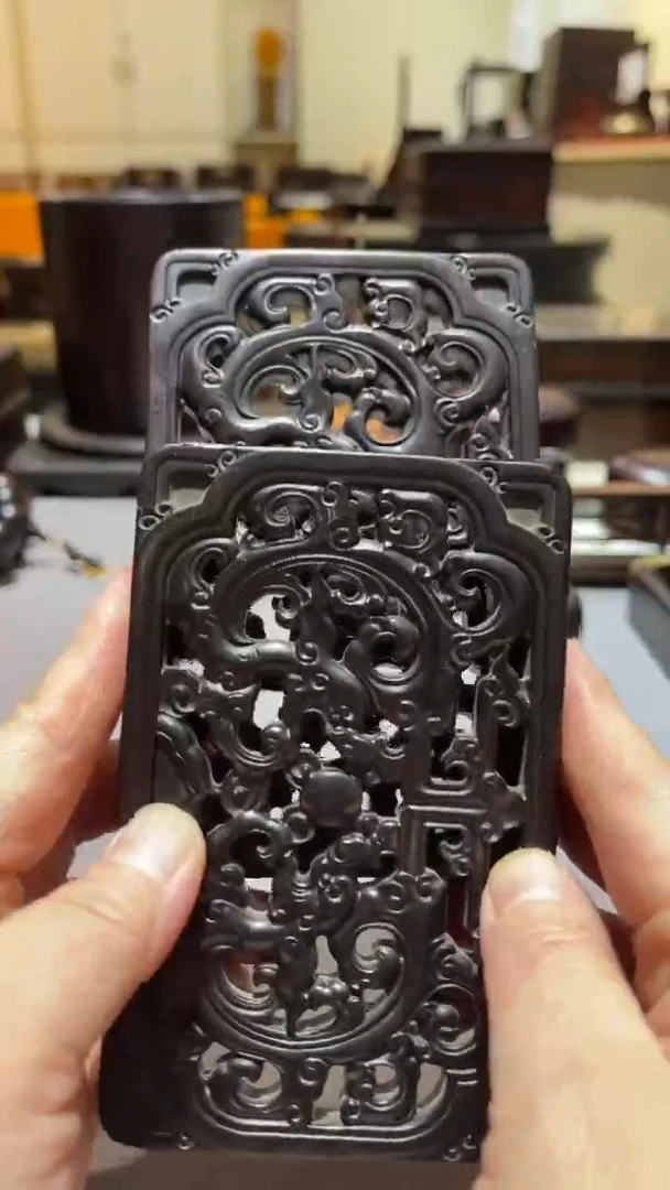 红酸枝木类花****y精品木雕2片精工细作