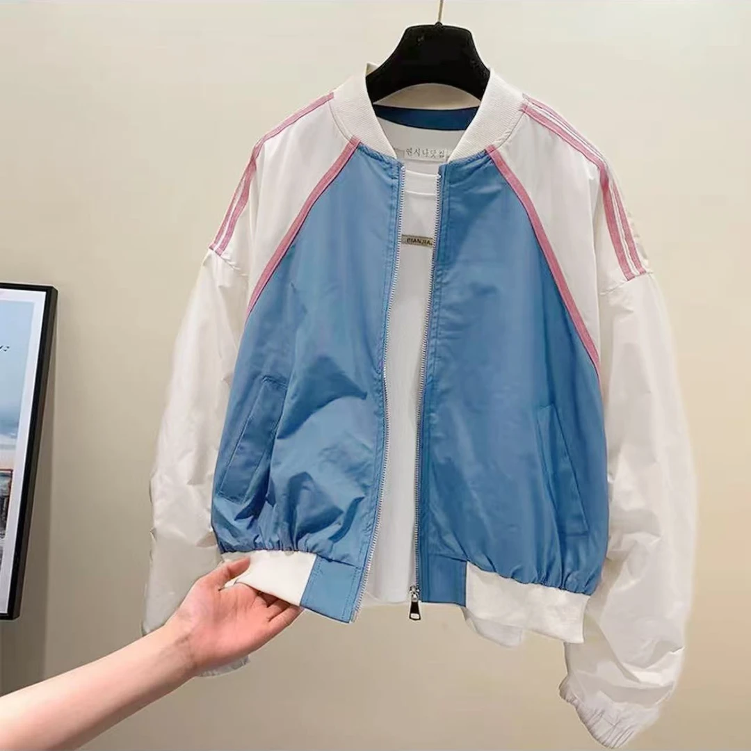 8966-沙漠FH撞色（兰色）休闲棒球服外套