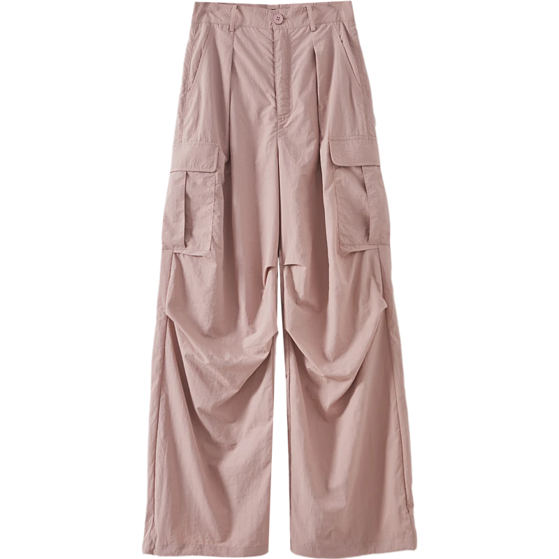 【嘉鹅专属】德·玛纳都市中性风橡筋褶裥休闲侧贴袋时髦工装裤