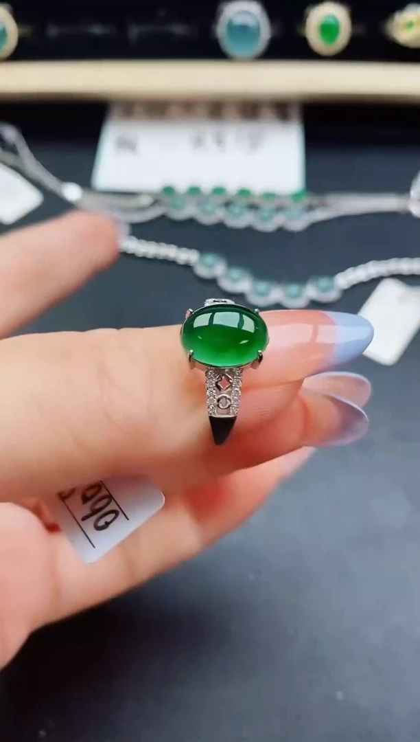 翡翠戒指银S925镶嵌213321