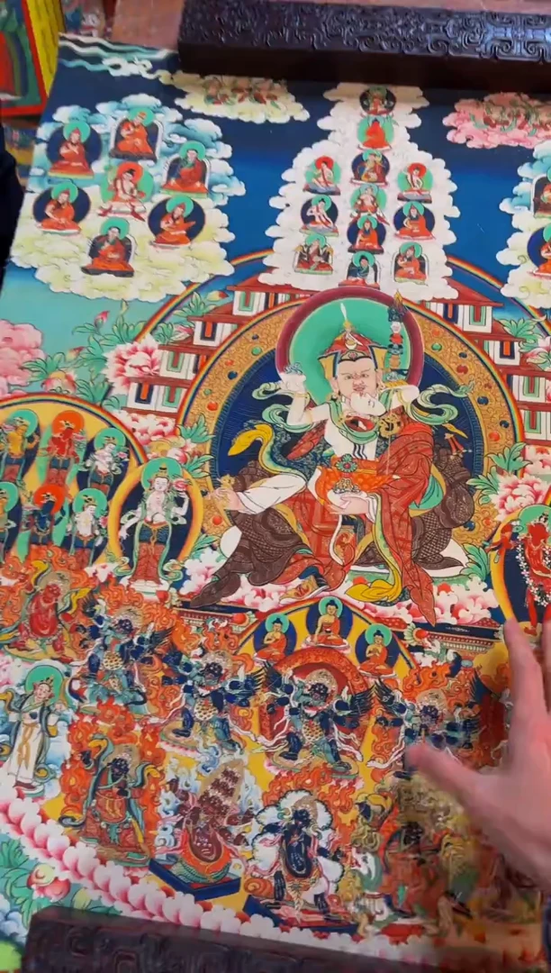 装裱画精品手绘唐卡链接--A127莲花生大士