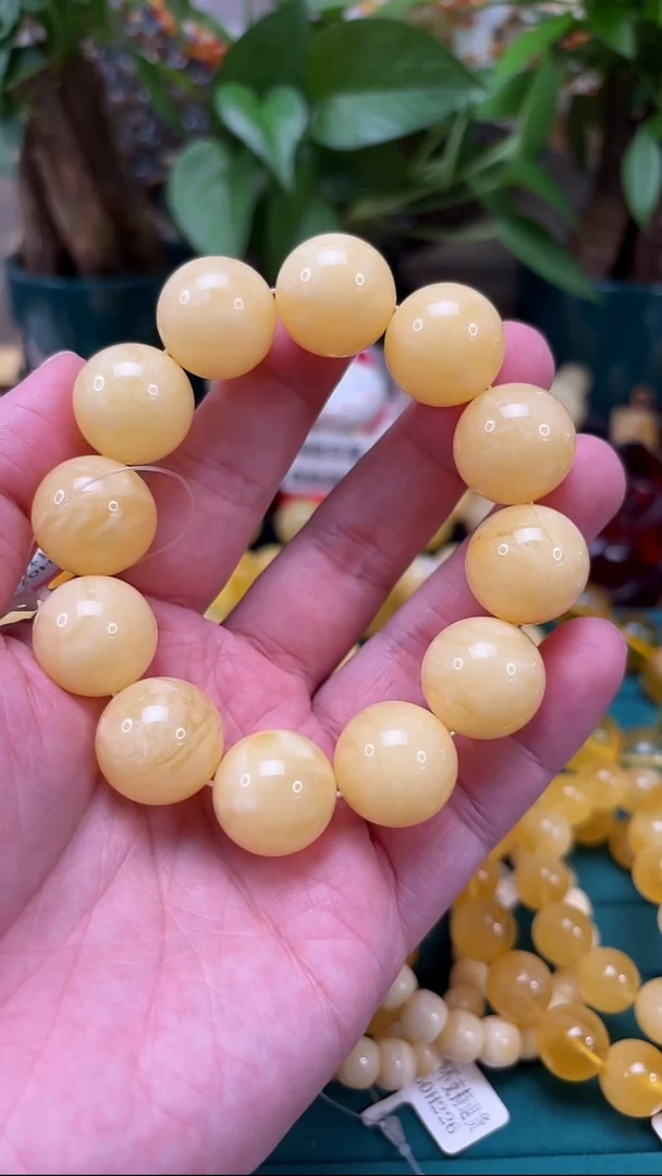 手链蜜蜡未镶嵌p24收藏臻品白蜡妖孽单圈 44.37克 18+mm