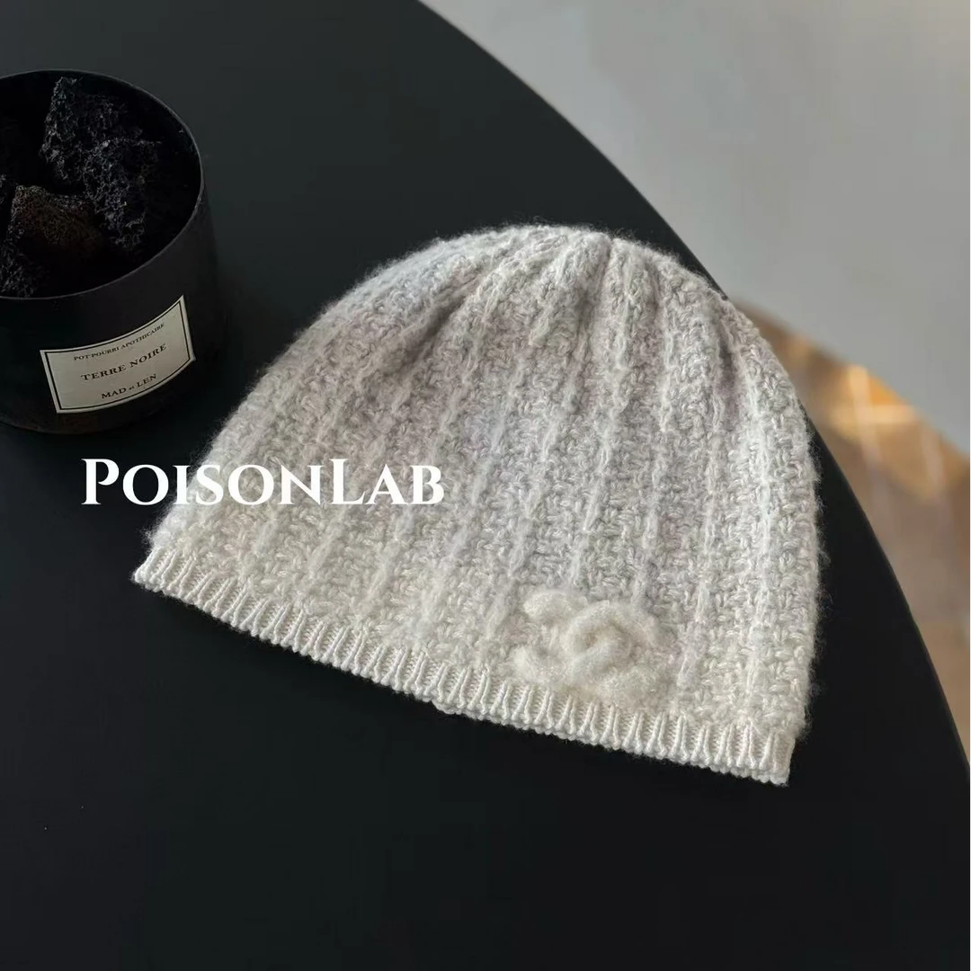 未使用 Chanel/香奈儿 羊毛羊绒白色针织冷帽/PoisonLab