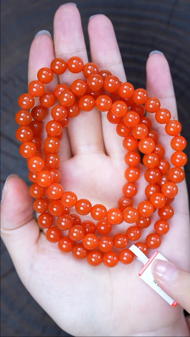 项链未镶嵌南红玛瑙无胶无裂保山原矿66g7.5mm+9077