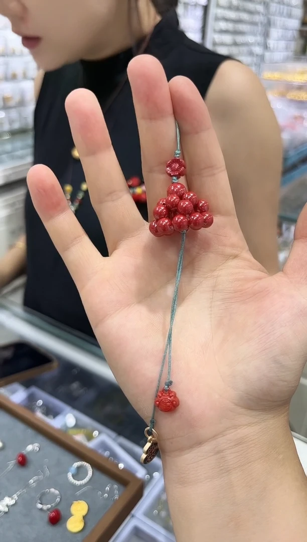 天然辰砂风铃挂件tq