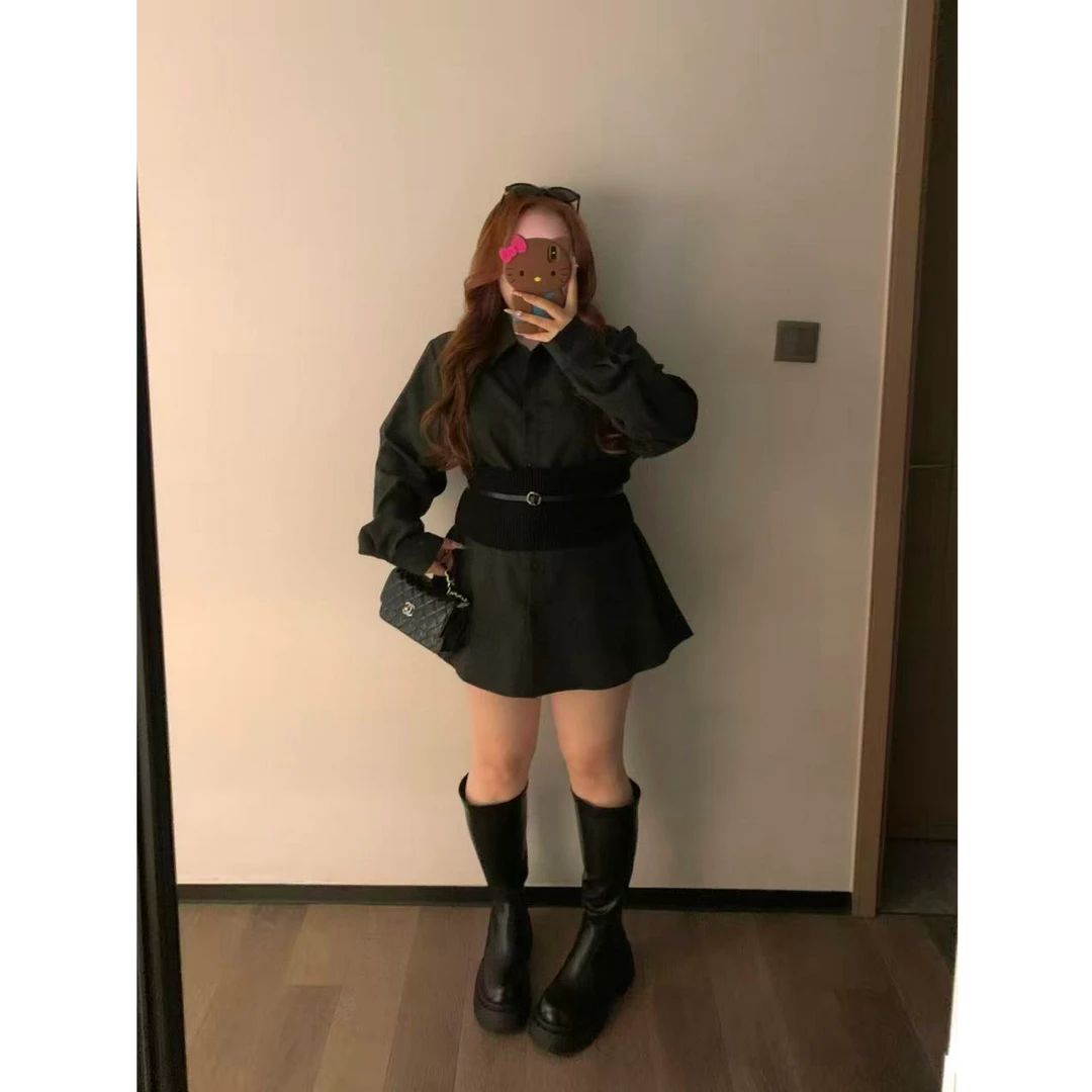 慧芝huizhi 21270蚂蚁腰衬衣三件套 定制款 气质显瘦微胖大码套装