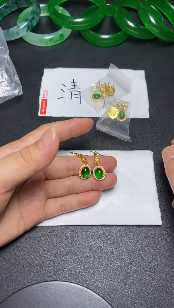 翡翠未镶嵌项链A1耳钩AAAAAAAAAAAAA