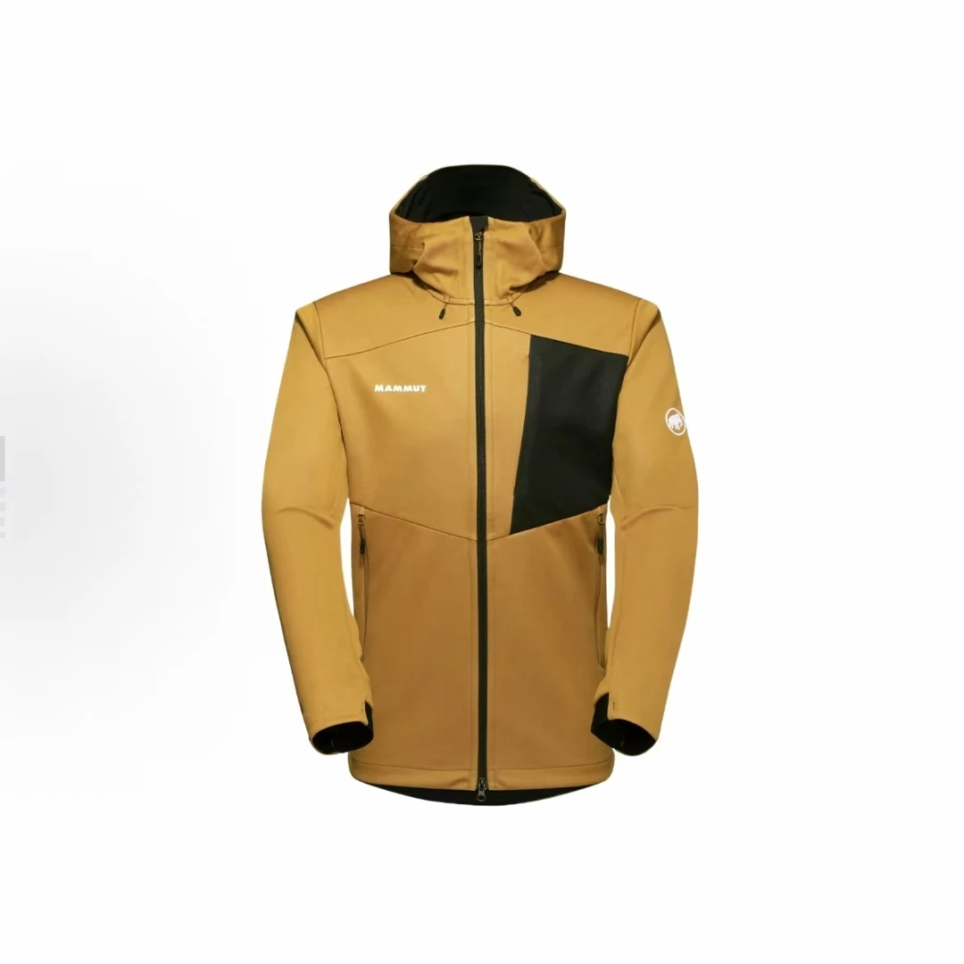 MAMMUT猛犸象 男款防风防泼水弹力软壳色块长袖连帽夹克