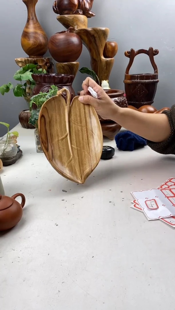 香樟木A10叶子果盘/尺寸