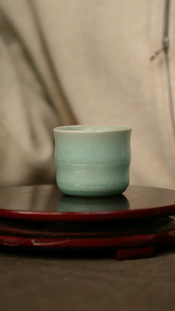 全品 竹节杯 仿古釉