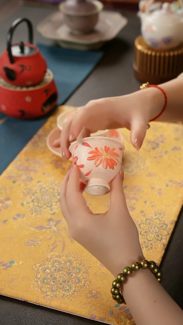 青云茶斋陶瓷茶具彼岸花高足花口杯