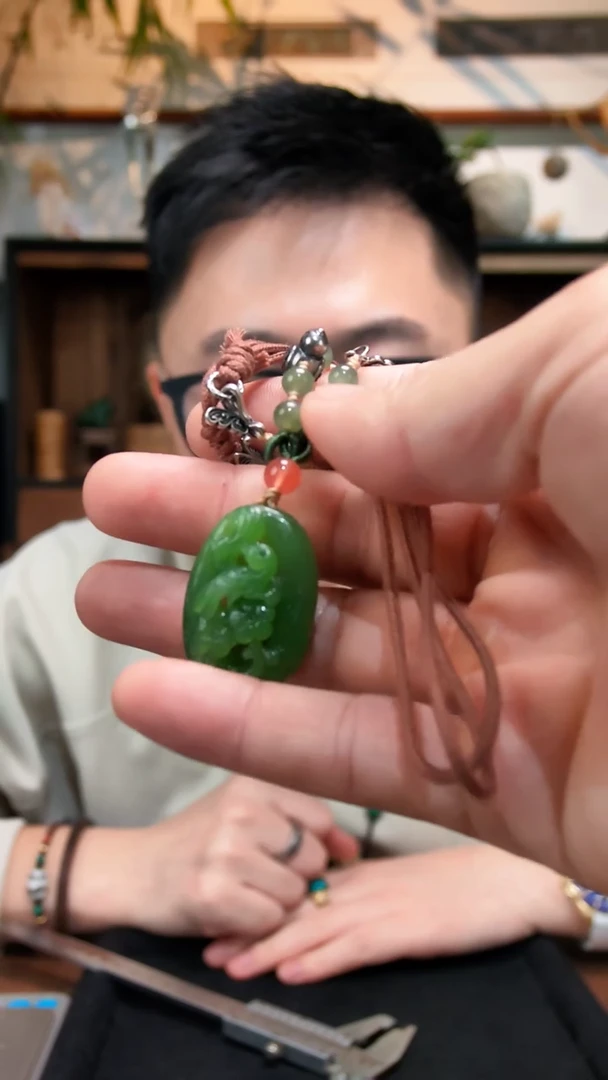 未镶嵌吊坠定制和田玉碧玉喜上眉梢吊坠QC（竞）
