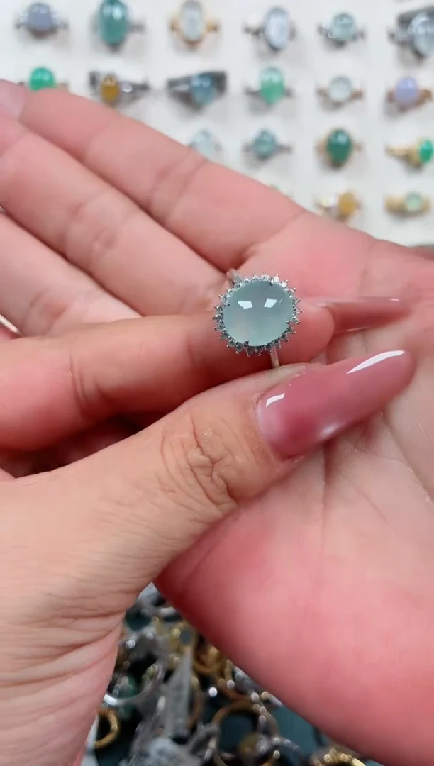 银S925镶嵌戒指翡翠.