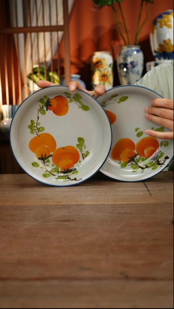 瓷片【简家甄选】景德镇设计师釉下手绘陶瓷餐具