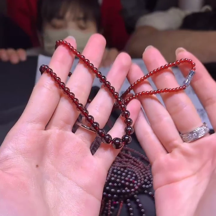 【逍遥精选】石榴石橙红圆珠塔链项链*576/233/多样性发/1件