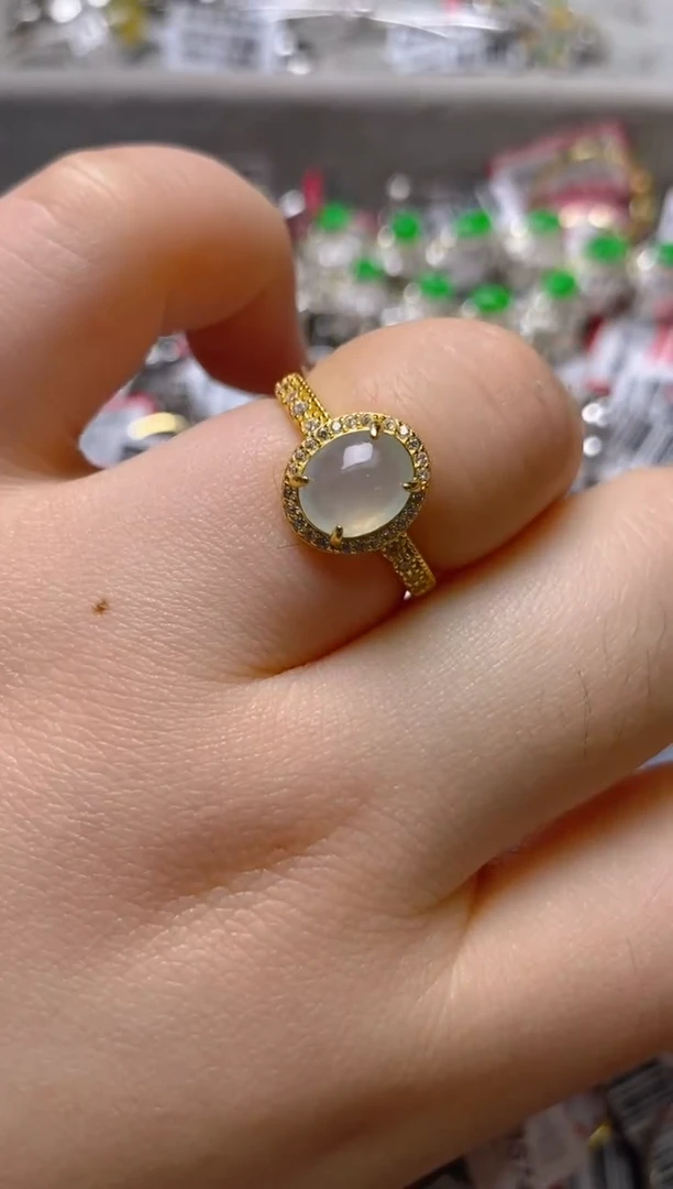 银S925镶嵌戒指翡翠百内无证书