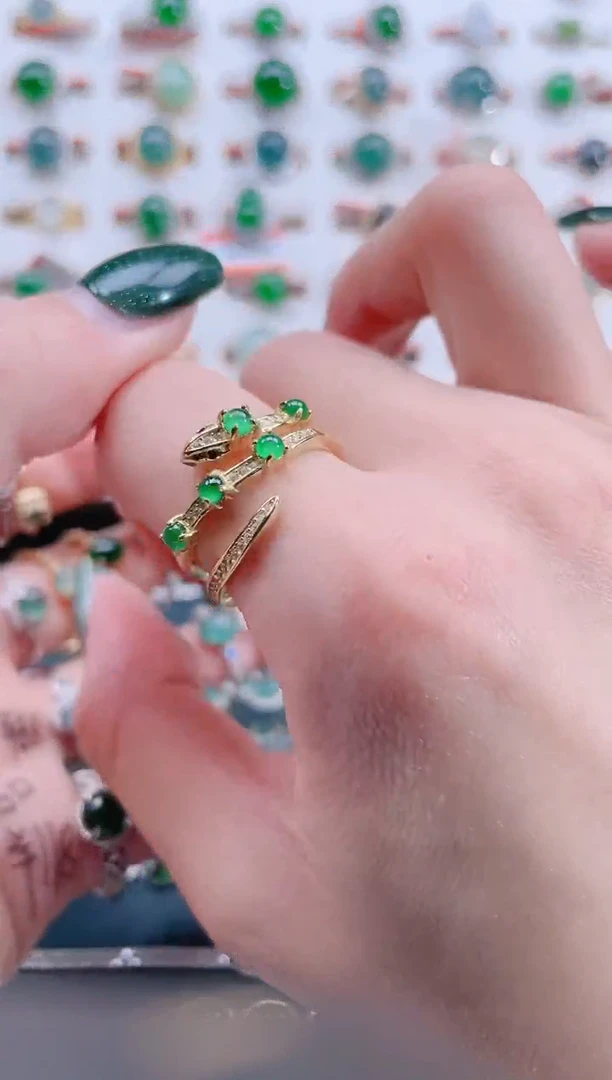 银S925镶嵌戒指翡翠天然翡翠