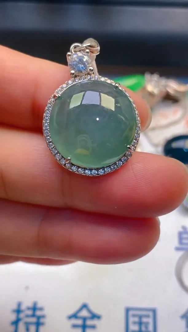 【闪购商品】翡翠耳饰银S925镶嵌天然A货翡翠1