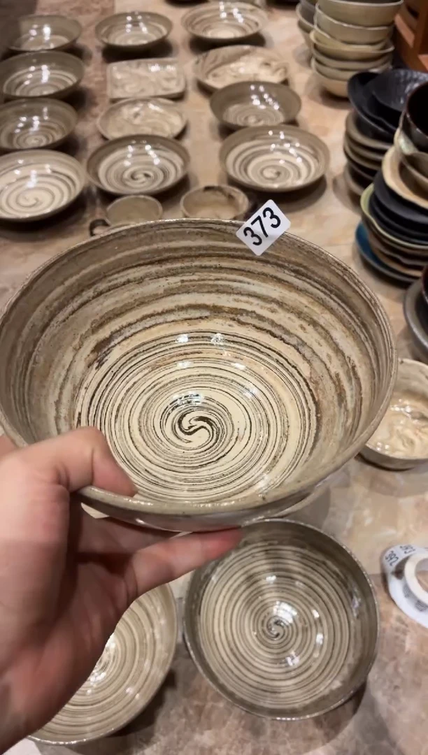 瓷片迁***玲373绞胎泥手工面碗1个