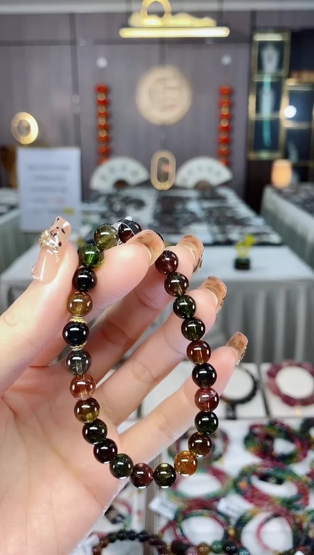 老矿碧玺黑糖单圈手串7mm+未镶嵌碧玺dan多样性发货一条
