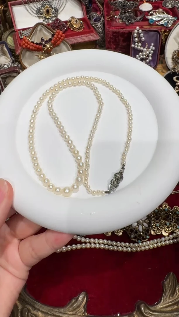 无无银扣，塔珠，古董海水，卡3-6.2mm，45cm