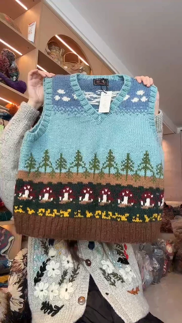 羊毛蓝天白云蘑菇马甲