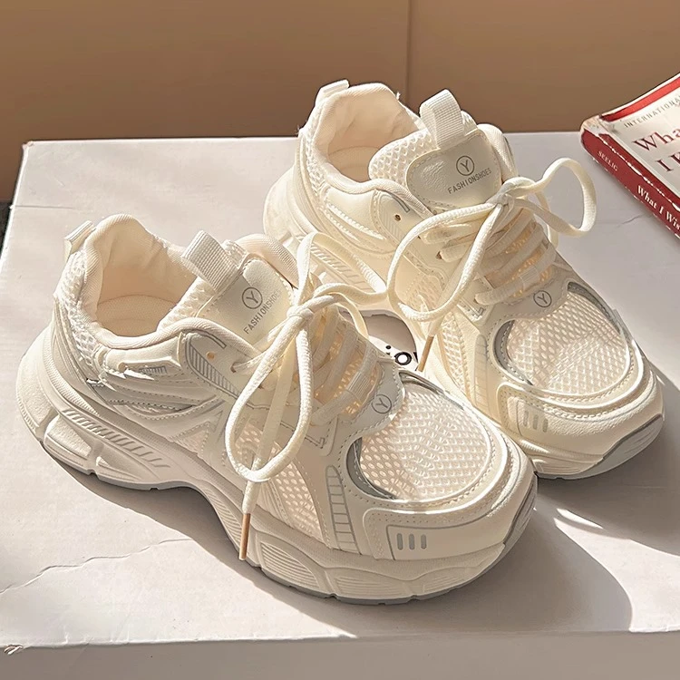 2025夏季新款厚底网面老爹鞋女百搭chic配阔腿裤透气休闲运动鞋子
