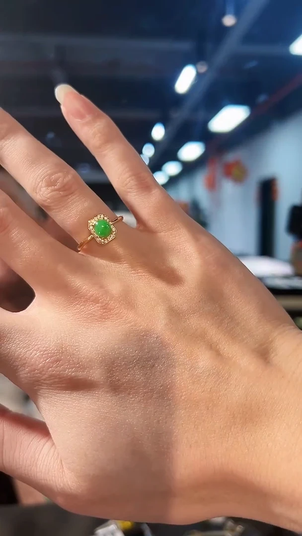 【闪购商品】翡翠戒指银S925镶嵌缅料A货/支持复检/一件