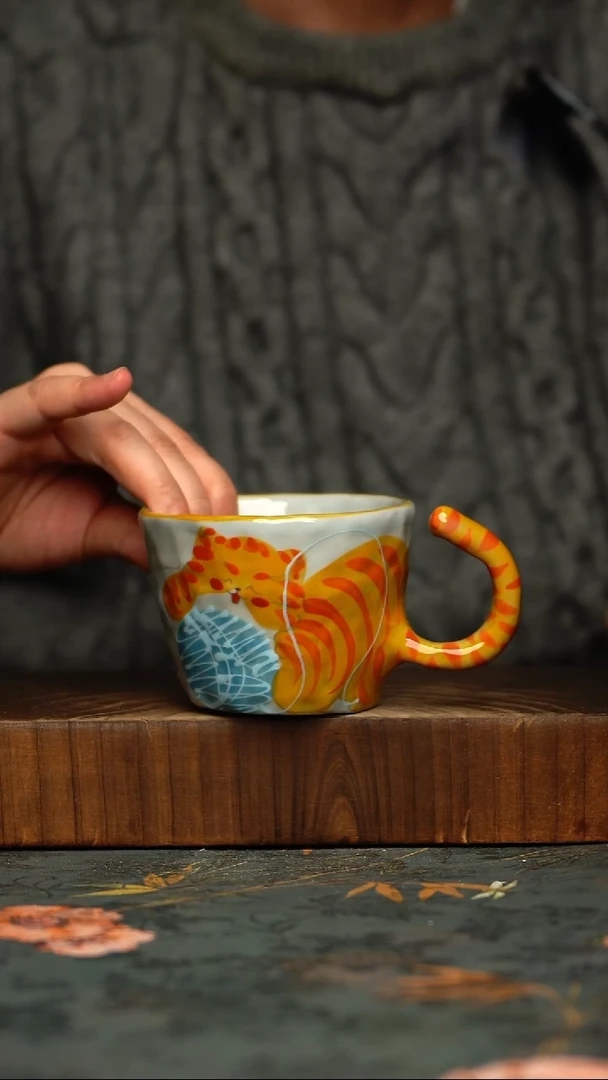 瓷片釉下彩手工手绘同款陶器