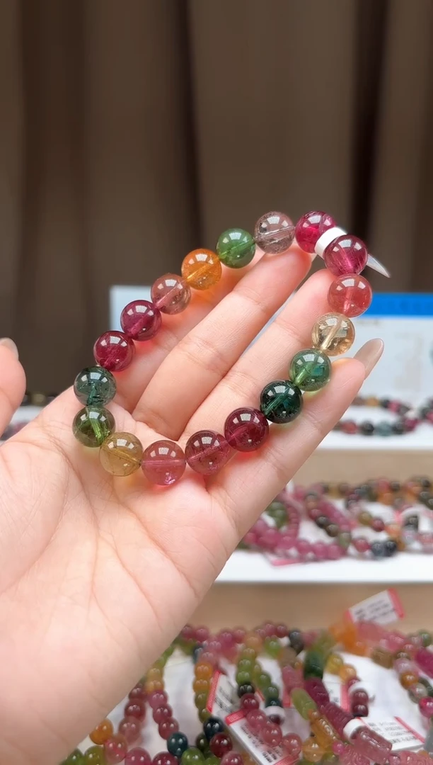 未镶嵌手串碧玺11.2mm巴西老料收藏级高档艳丽色碧玺单圈手串