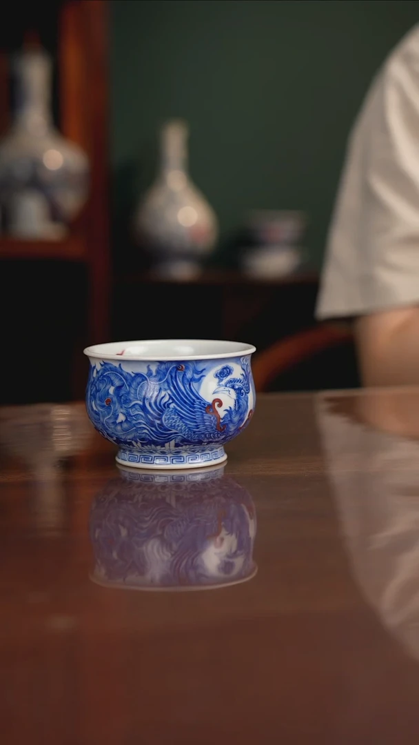 自成堂柴窑 龙凤杯