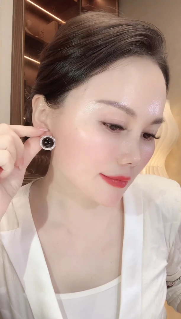 翡翠18K金镶嵌耳饰A84 翡翠