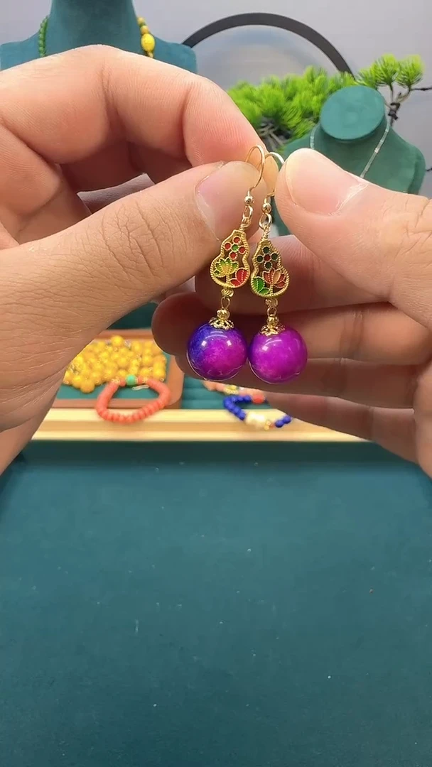 苏纪石（舒俱来）14K金镶嵌耳钉E416