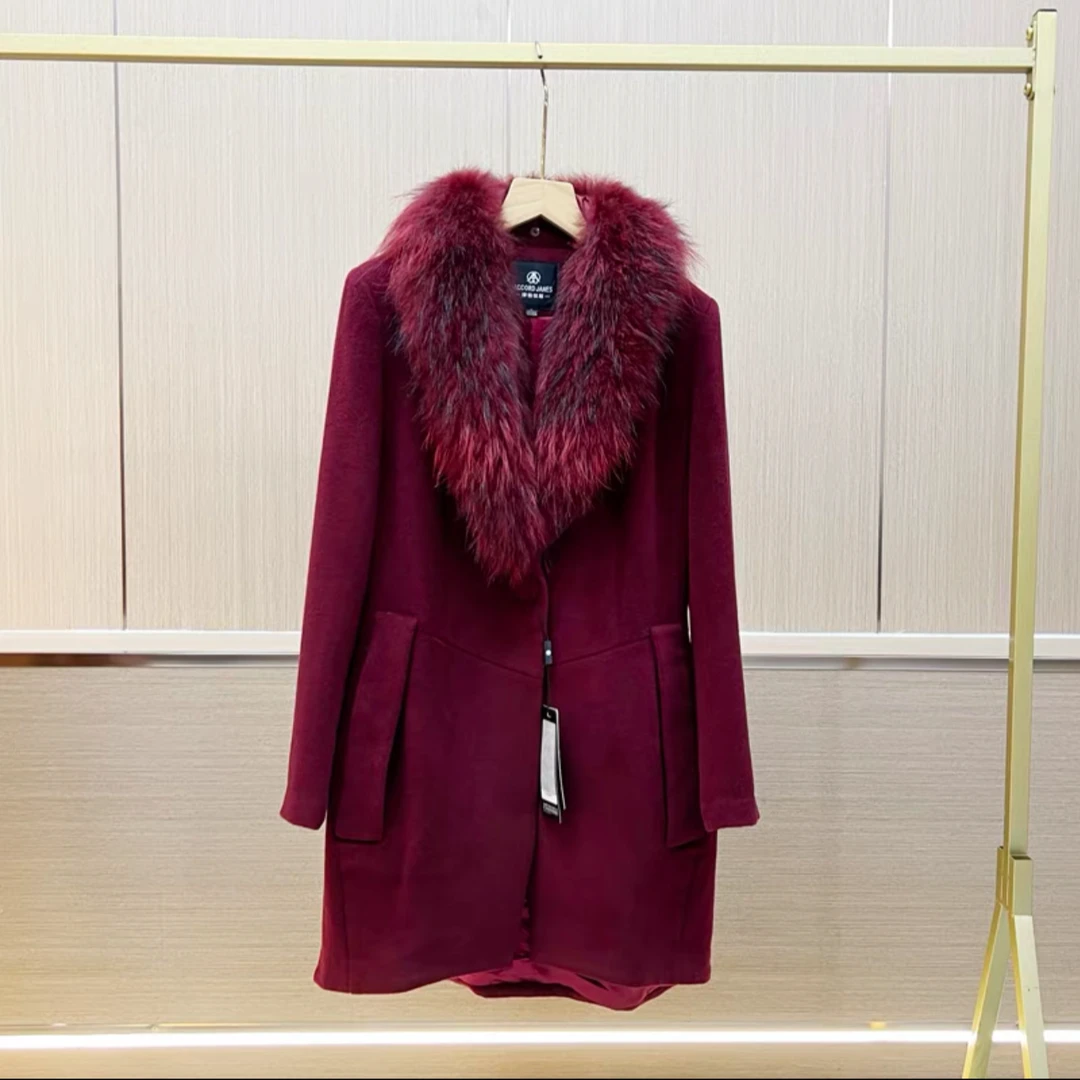 A151~250毛领单双面毛呢大衣秋冬时髦休闲宽松流行