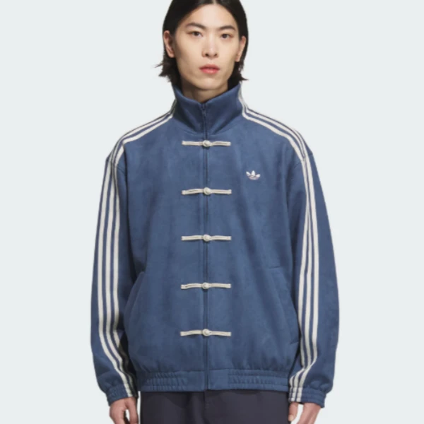 adidas/阿迪达斯三叶草中性 新中式唐装盘扣绒面宽松外套-JZ9927