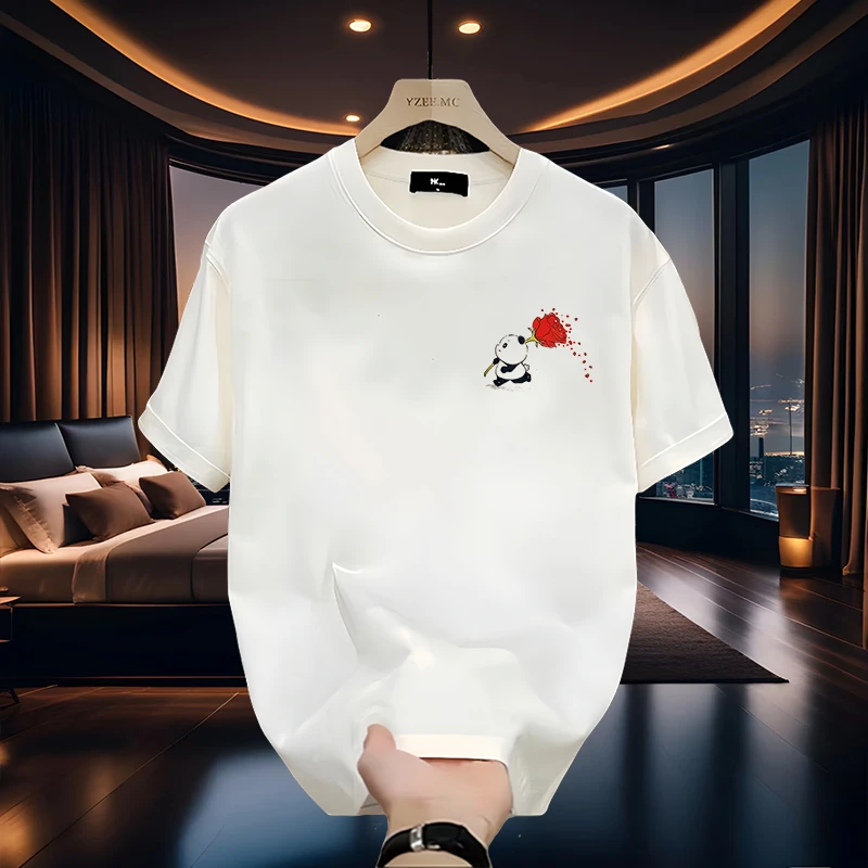 宾凯莱重磅棉休闲百搭印花短袖T恤青年款夏季宽松舒适圆领上衣