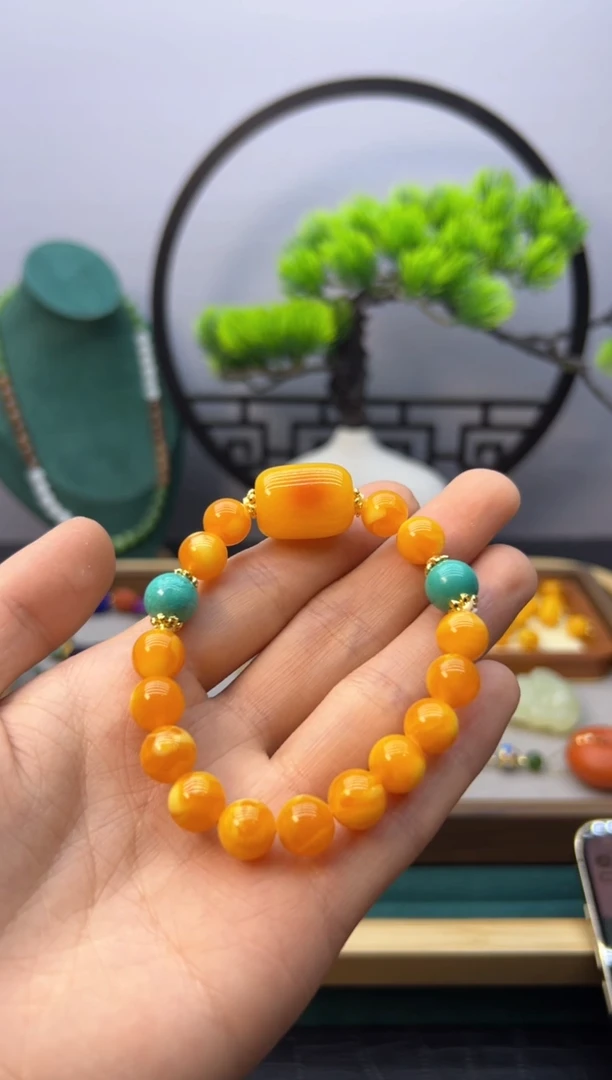 【闪购商品】蜜蜡手链14K金镶嵌S366