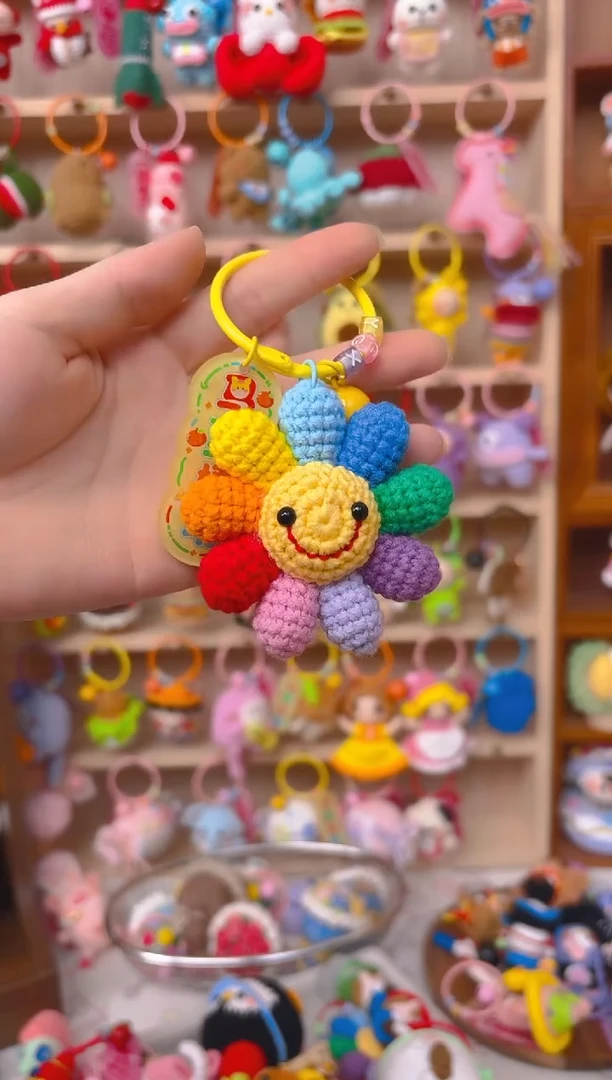 纯手工制作毛线钩织成品太阳花