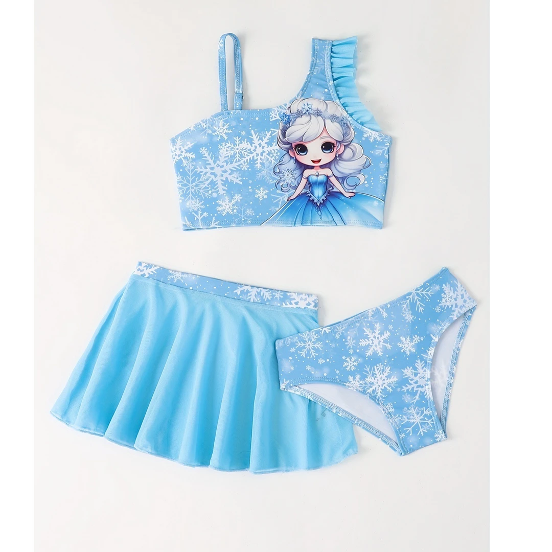 女童泳衣分体三件套纱裙女孩泳衣