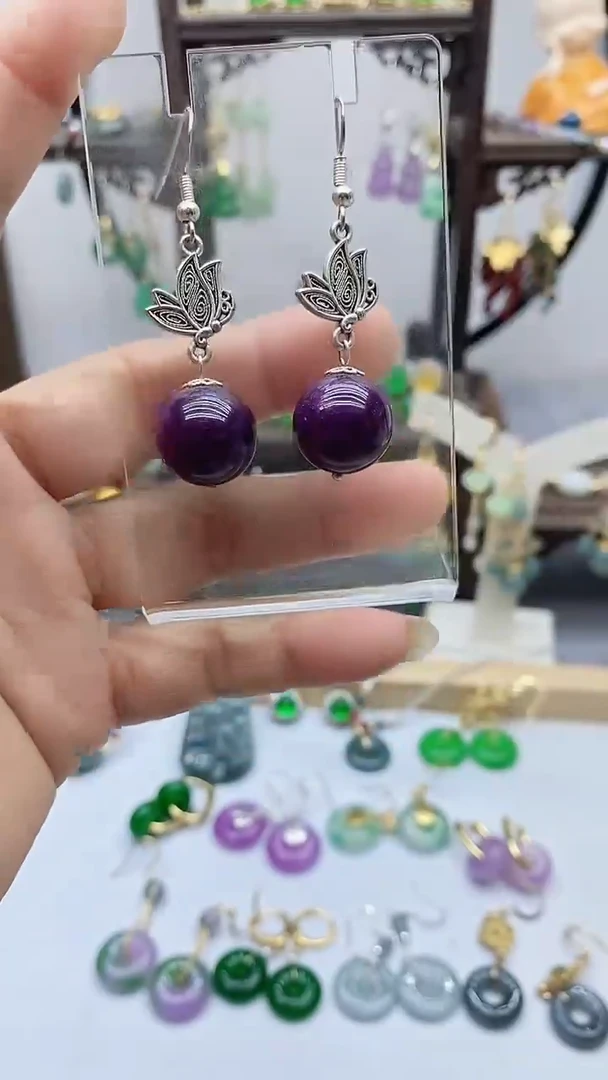 苏纪石（舒俱来）银S925镶嵌耳饰178