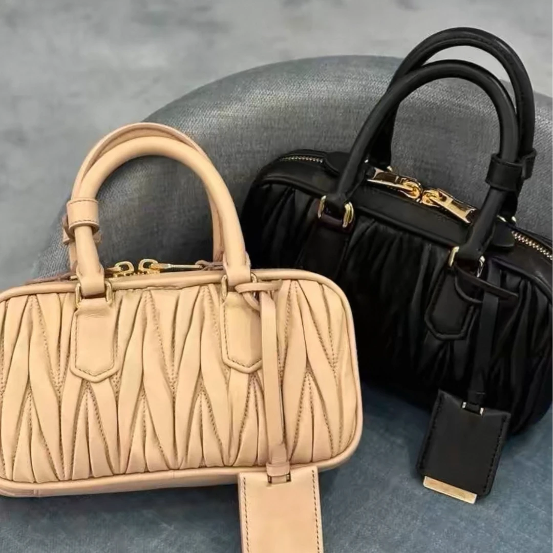 【MM】保龄球褶皱包百搭轻奢质感单肩斜挎包